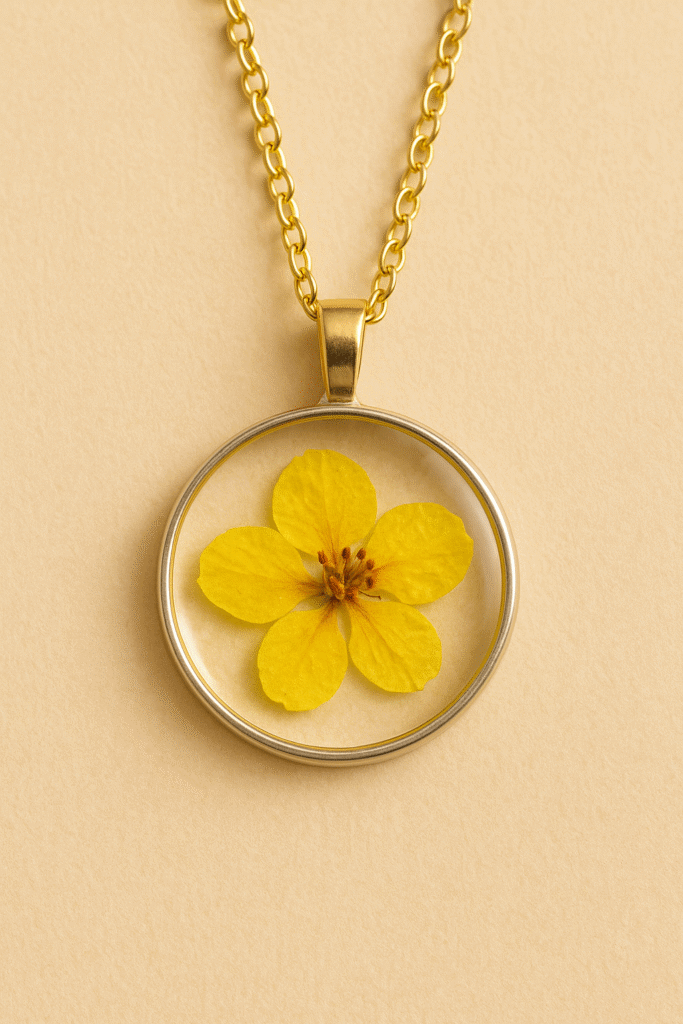 Necklace with Palo Verde Blossom, representing unique product available only at Tucson's newest annual events and Arizona vacation spots.